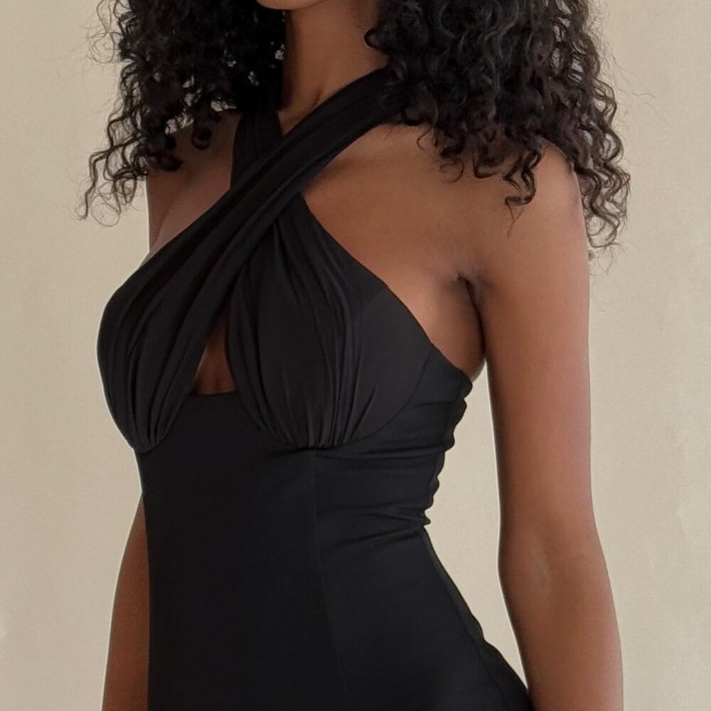 Leau Harmony Halter Corset Maxi Dress Black Size XS NWT - Picture 7 of 12